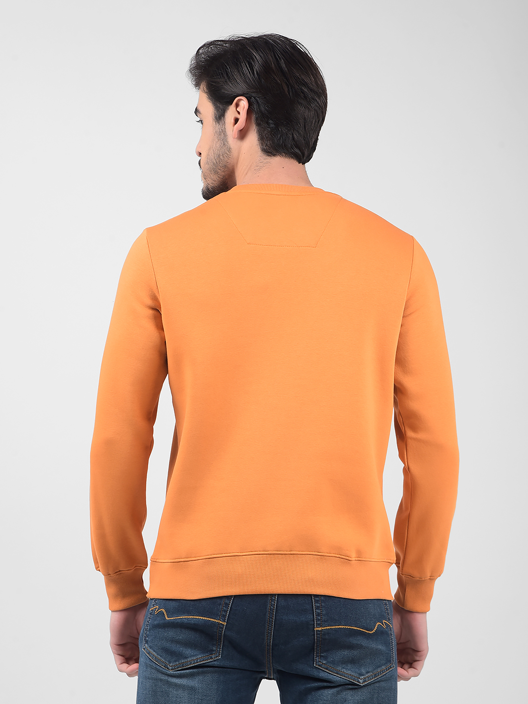 Numero Uno Men Solid Orange Sweat Shirt